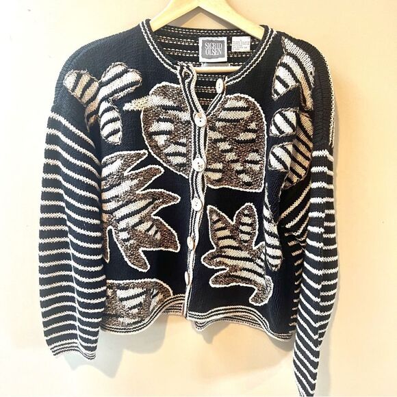 Sigrid Olsen hand knitted vintage cardigan sweater L - Picture 1 of 8